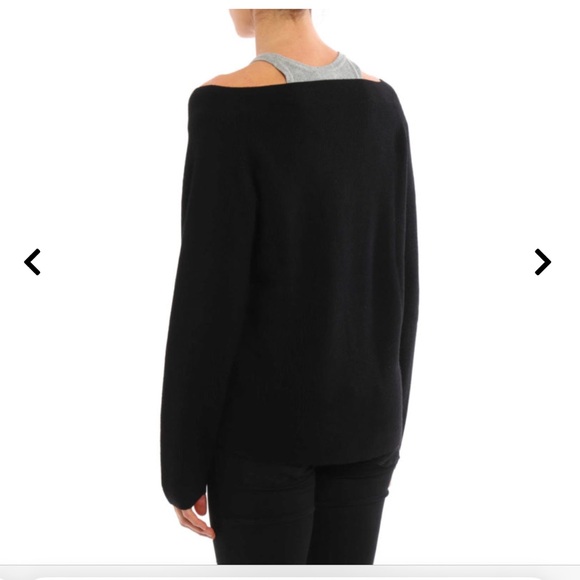 T by ALEXANDER WANG off the shoulder sweater black grey small knit S - Picture 3 of 9